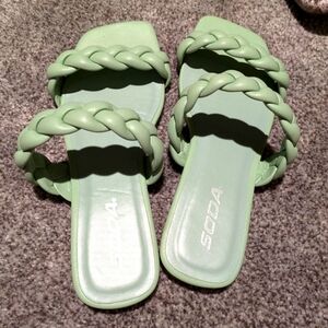 Mint Faux Leather Sandals Size 6.5